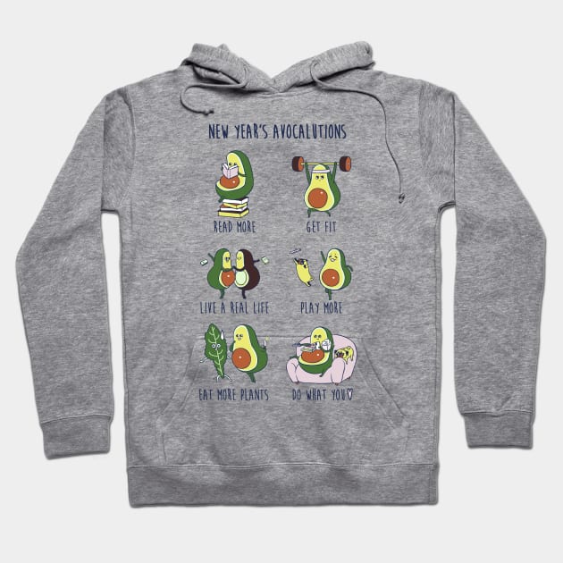 New Year's Resolutions with Avocado Hoodie by huebucket